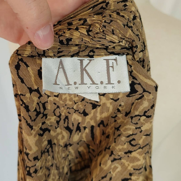 Vintage 80s 90s A.K.F. Mixed Animal Print Blazer Cardigan Scarf Detail - Picture 6 of 7